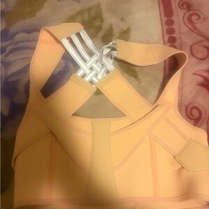 Peach Strappy Back High-Support Sports Bra for Women